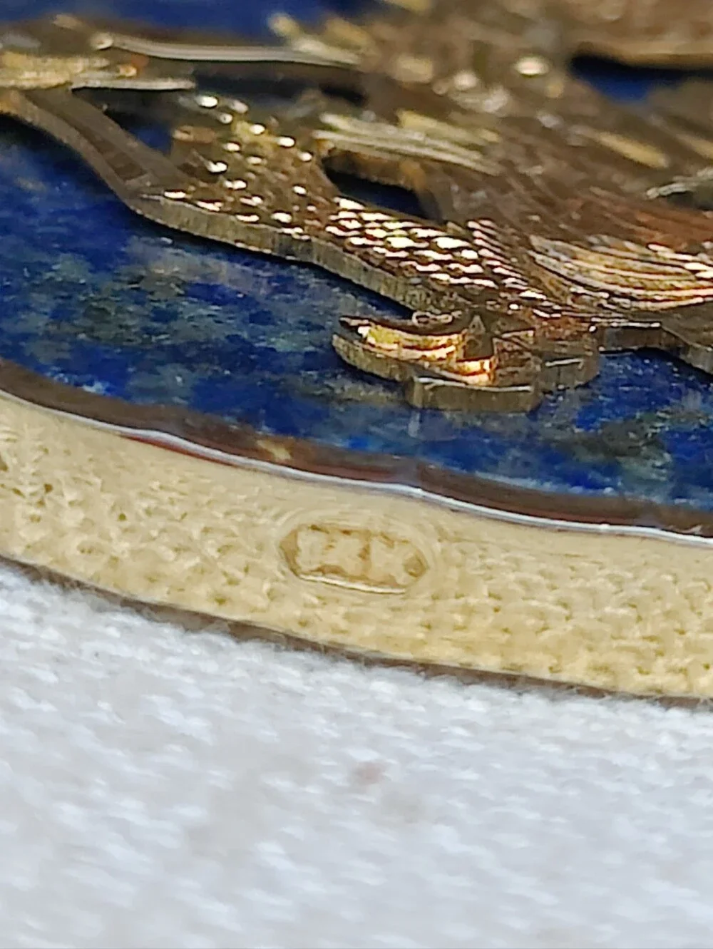 🐉 Antique 14k Lapis Lazuli Dragon Pendant Fortune And Longevity